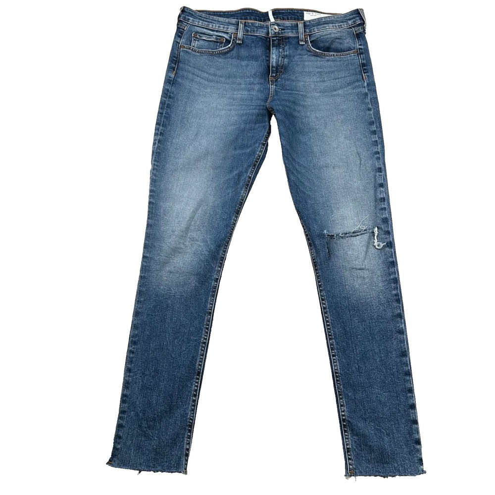 Rag Bone Jeans Womens 32 Cate Mid-Rise Skinny Distressed Raw Hem Bloomfield